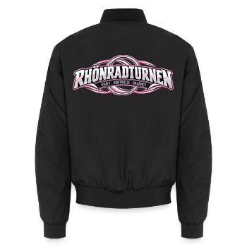 Rhönradturnen Logo Kraft Kontrolle Balance - Unisex Bomberjacke - Schwarz - Hinten - AI Model Male 185 light (185cm)
