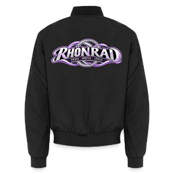 Rhönrad Motiv Lila Knoten - Unisex Bomberjacke - Schwarz - Hinten - AI Model Male 185 light (185cm)