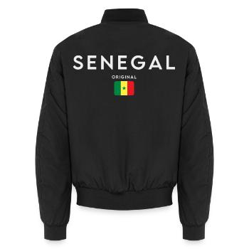 Senegalesische Flagge, Senegalesischer Stolz - Unisex Bomberjacke - Schwarz - Hinten - AI Model Male 185 light (185cm)