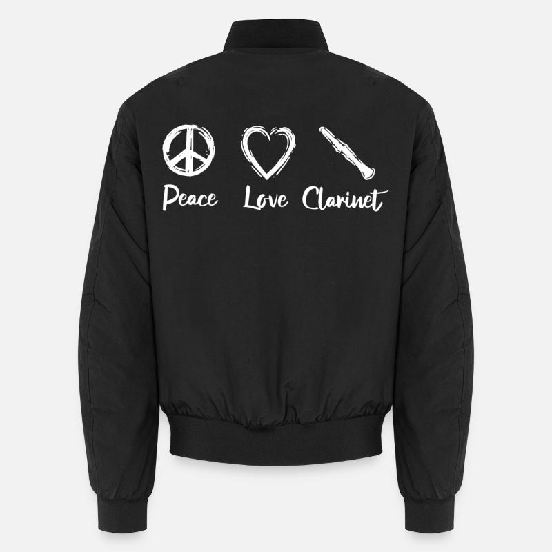 Peace Love Clarinet - Unisex Bomber Jacket - black