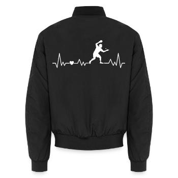 Ping-Pong Herzschlag für Tischtennis Profis - Unisex Bomberjacke - Schwarz - Hinten - AI Model Male 185 light (185cm)
