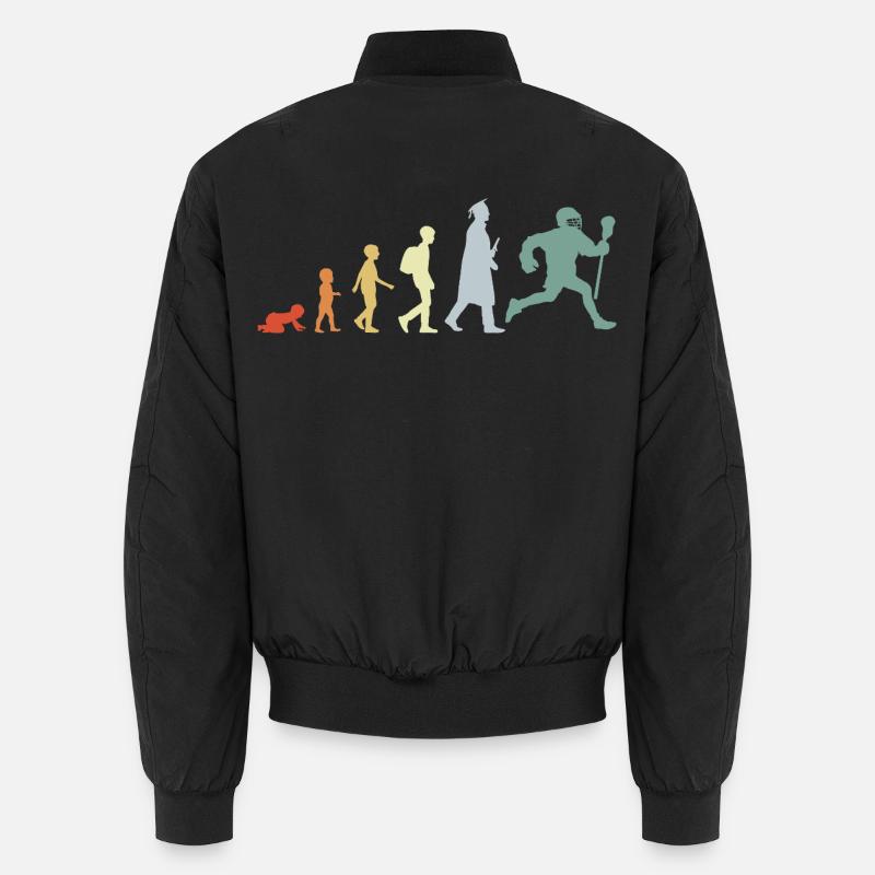 Evolution eines Lacrosse Spielers - Unisex Bomberjacke - Schwarz