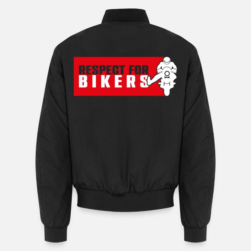 Respect Bikers on Red Background - Unisex Bomber Jacket - black