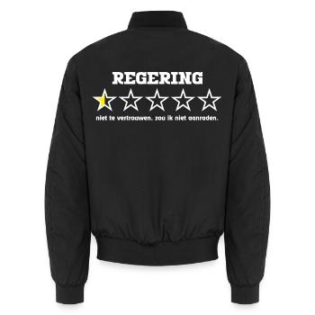 Government5starwhite - Unisex Bomberjacke - Schwarz - Hinten - AI Model Male 185 light (185cm)