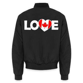 Liebe Kanada Herz mit Ahornblatt - Unisex Bomberjacke - Schwarz - Hinten - AI Model Male 185 light (185cm)