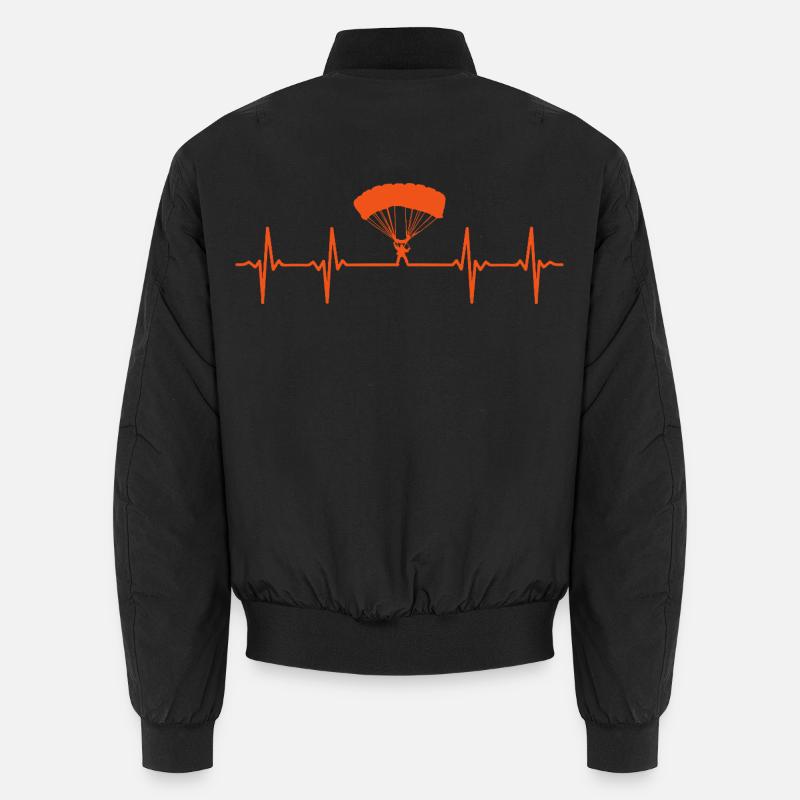 Paragliding heartbeat paraglider - Unisex Bomber Jacket - black