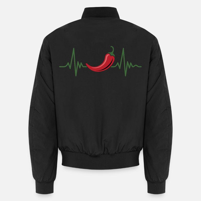 Heartbeat Chili Design - Unisex Bomber Jacket - black
