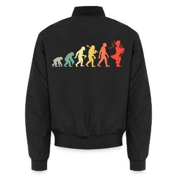 Retro Dudelsack Evolution Für Dudelsackspieler - Unisex Bomberjacke - Schwarz - Hinten - AI Model Male 185 light (185cm)