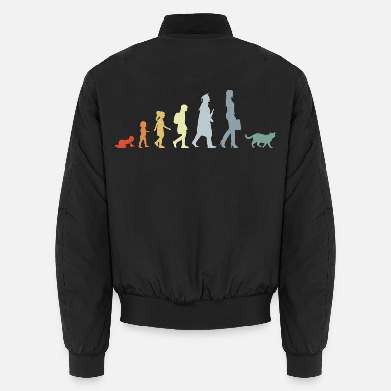 Evolution eines Katzenliebhabers - Unisex Bomberjacke - Schwarz