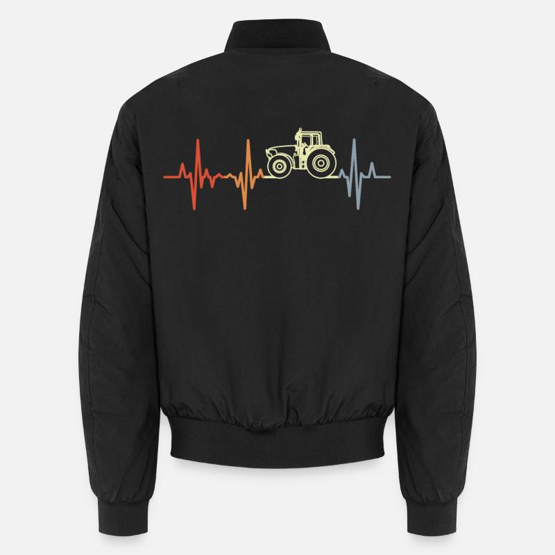 Retro Tractor ECG - Unisex Bomber Jacket - black