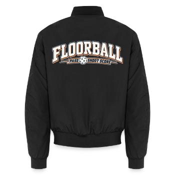 Floorball Pass Schuss Score - Unisex Bomberjacke - Schwarz - Hinten - AI Model Male 185 light (185cm)