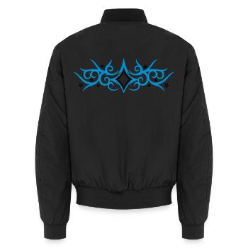 Tribal Tattoo ornament with stars. - Unisex Bomber Jacket - black - Back - AI Model Male 185 light (185cm)