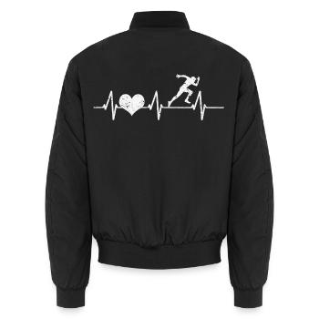 Runners Athletes Running Sports Heartbeat Gift - Unisex Bomber Jacket - black - Back - AI Model Male 185 light (185cm)