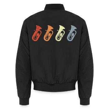 Vintage Tuba Sketch - Unisex Bomber Jacket - black - Back - AI Model Male 185 light (185cm)
