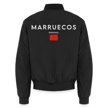 Flagge von Marokko, marokkanischer Stolz - Unisex Bomberjacke - Schwarz - Hinten - AI Model Male 185 light (185cm)