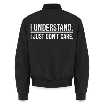 Je comprends, je m’en fiche - Bomber unisexe - noir - Dos - AI Model Male 185 light (185cm)