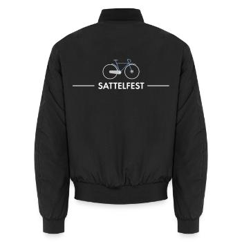 Sattelfest witziges Fahrrad Spruchshirt Radfahrer - Unisex Bomberjacke - Schwarz - Hinten - AI Model Male 185 light (185cm)