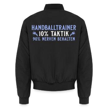 Entraîneur de handball 10 % tactique 90 % garder son sang-froid - Bomber unisexe - noir - Dos - AI Model Male 185 light (185cm)