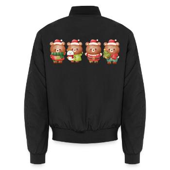 Quatuor d’ours de Noël festif - Bomber unisexe - noir - Dos - AI Model Male 185 light (185cm)