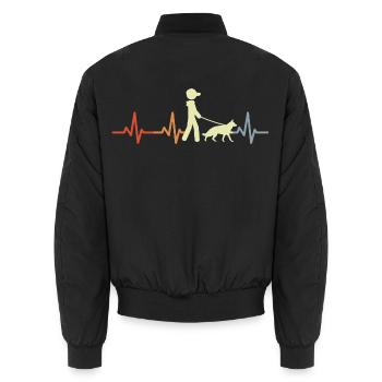 Schäferhund Kardiogramm - Unisex Bomberjacke - Schwarz - Hinten - AI Model Male 185 light (185cm)