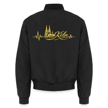 Cologne Heartbeat Skyline Cologne Cathedral Love Gift - Unisex Bomber Jacket - black - Back - AI Model Male 185 light (185cm)