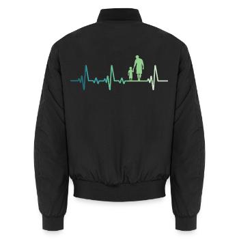 Vater und Sohn Herzschlag Geschenk Vater Sohn - Unisex Bomberjacke - Schwarz - Hinten - AI Model Male 185 light (185cm)