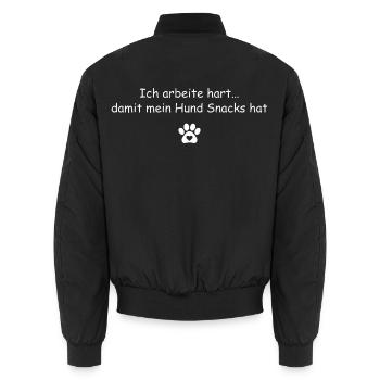 Hundemama Shirt Lustig Snacks für Hund - Unisex Bomberjacke - Schwarz - Hinten - AI Model Male 185 light (185cm)