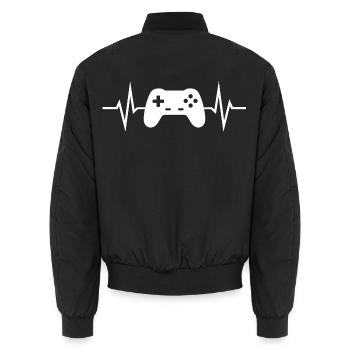 Manette de jeu Battement de cœur Amour Gamer Gamer - Bomber unisexe - noir - Dos - AI Model Male 185 light (185cm)