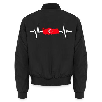Türkei Umriss Land Flagge Herzschlag Heartbeat EKG - Unisex Bomberjacke - Schwarz - Hinten - AI Model Male 185 light (185cm)