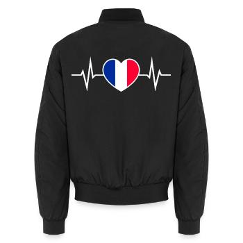 Frankreich Herzschlag EKG Liebe Herz Frankreichfan - Unisex Bomberjacke - Schwarz - Hinten - AI Model Male 185 light (185cm)