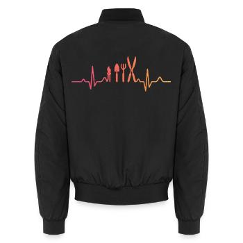 Sunset Heartbeat Gardener Planter - Unisex Bomber Jacket - black - Back - AI Model Male 185 light (185cm)