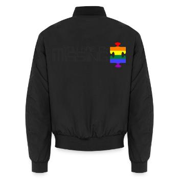 Du bist mein fehlendes Puzzleteil [Regenbogen] - Unisex Bomberjacke - Schwarz - Hinten - AI Model Male 185 light (185cm)