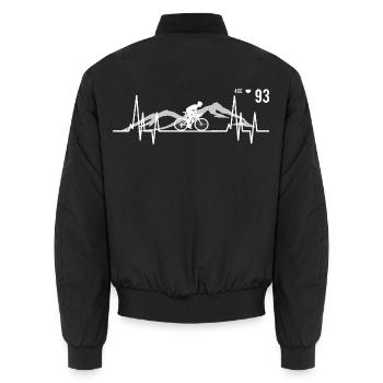 Fahrrad Herzschlag Berg Natur - Unisex Bomberjacke - Schwarz - Hinten - AI Model Male 185 light (185cm)