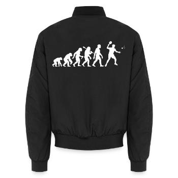 Tischtennis Evolution für Ping-Pong-Spieler - Unisex Bomberjacke - Schwarz - Hinten - AI Model Male 185 light (185cm)