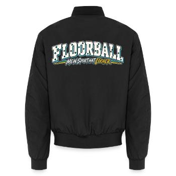 Floorball Löcher Humor Design - Unisex Bomberjacke - Schwarz - Hinten - AI Model Male 185 light (185cm)