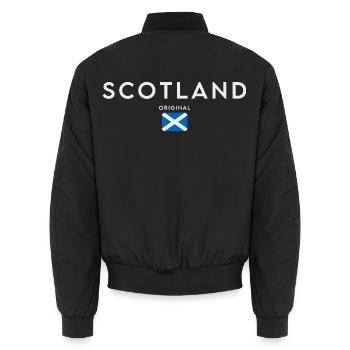 Flagge von Schottland, Schottischer Stolz - Unisex Bomberjacke - Schwarz - Hinten - AI Model Male 185 light (185cm)