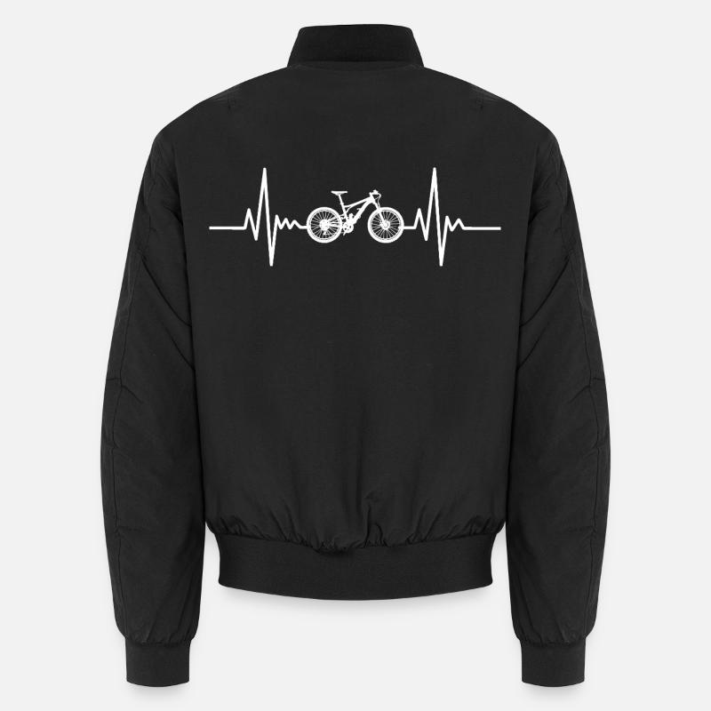 Heartbeat Bicycle Silhouette - Unisex Bomber Jacket - black