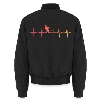 Angeln Herzschlag Angler Fischen - Unisex Bomberjacke - Schwarz - Hinten - AI Model Male 185 light (185cm)