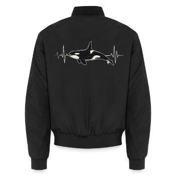 Orca Herzschlag EKG Schwertwal Meerestier Wal - Unisex Bomberjacke - Schwarz - Hinten - AI Model Male 185 light (185cm)