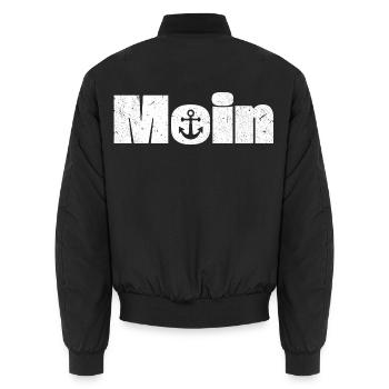 Moin mit Anker Design - Unisex Bomberjacke - Schwarz - Hinten - AI Model Male 185 light (185cm)