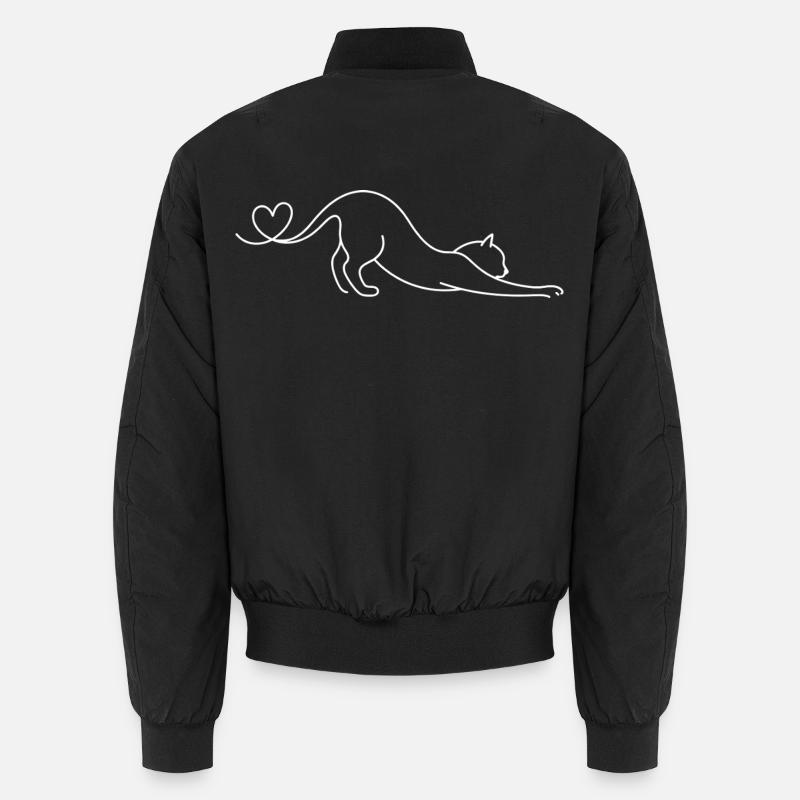 Ästhetische einzeilige Katze Niedliches Geschenk Unisex Bomberjacke