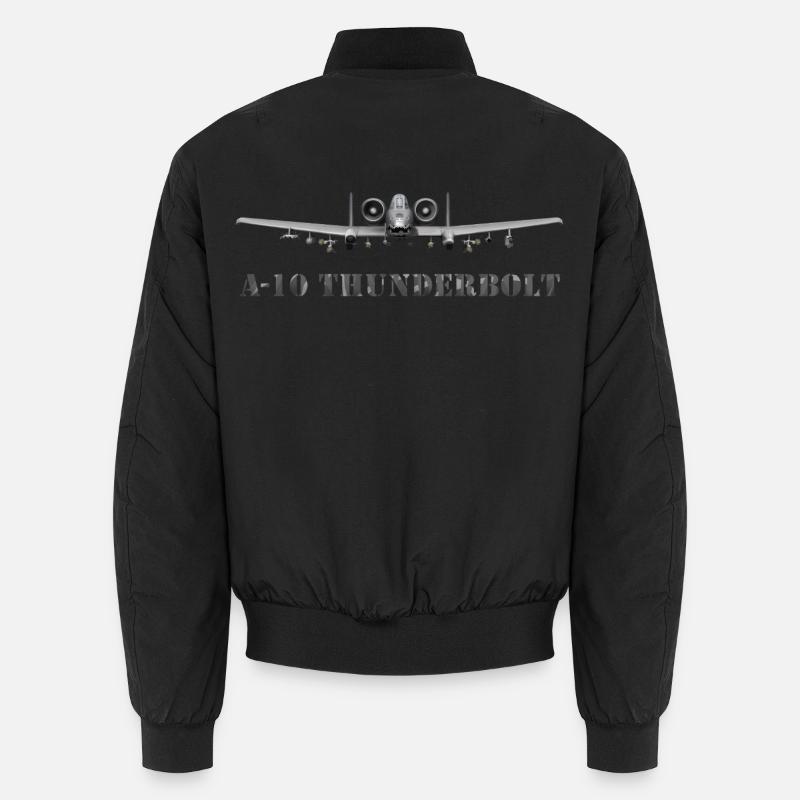 A-10 Thunderbolt Fighter Aircraft Design - Unisex Bomber Jacket - black