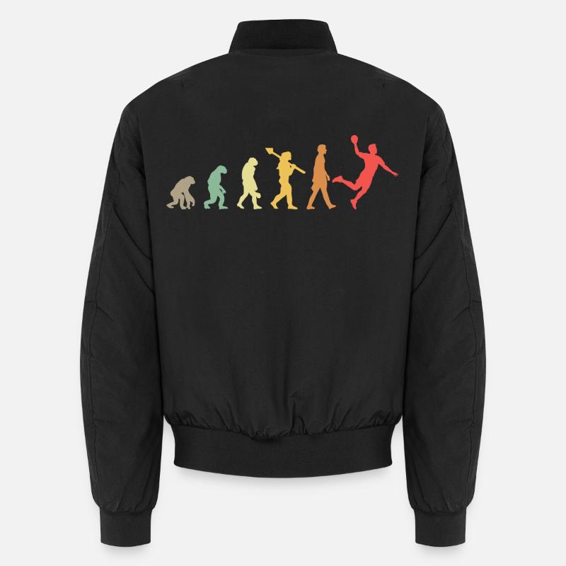 Handball Evolution Handballer Entwicklung Retro Unisex Bomberjacke