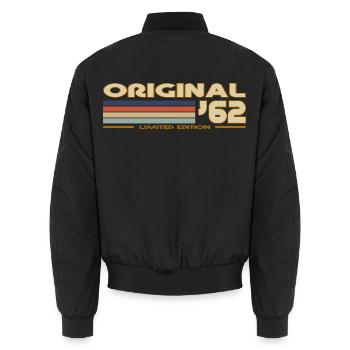 1962 - Unisex Bomberjacke - Schwarz - Hinten - AI Model Male 185 light (185cm)
