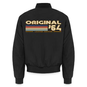 1964 - Unisex Bomber Jacket - black - Back - AI Model Male 185 light (185cm)