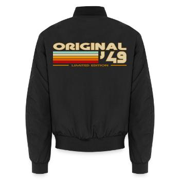 1949 - Unisex Bomberjacke - Schwarz - Hinten - AI Model Male 185 light (185cm)