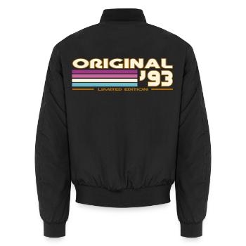 1993 - Unisex Bomberjacke - Schwarz - Hinten - AI Model Male 185 light (185cm)