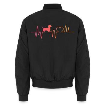 Dackel Herzschlag Dackel - Unisex Bomberjacke - Schwarz - Hinten - AI Model Male 185 light (185cm)