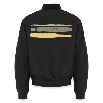 Streifen Ornament  - Unisex Bomberjacke - Schwarz - Hinten - AI Model Male 185 light (185cm)