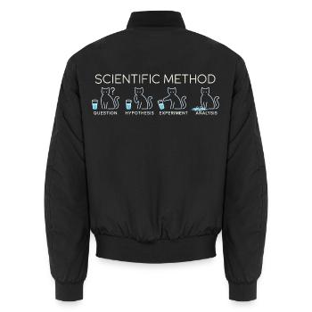 Katzenexperiment - Unisex Bomberjacke - Schwarz - Hinten - AI Model Male 185 light (185cm)